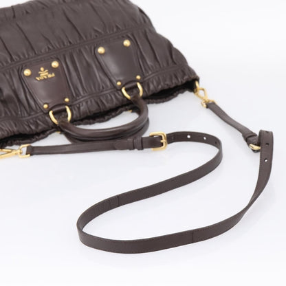Prada Gaufre Nappa Leather, Brown, Leather, Tote Bag