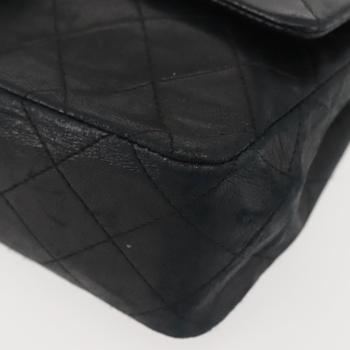 Chanel Vintage Square Classic Double Flap Bag Quilted Leather, BLACK, LEATHER, Shoulder bag