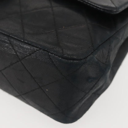 Chanel Vintage Square Classic Double Flap Bag Quilted Leather, BLACK, LEATHER, Shoulder bag