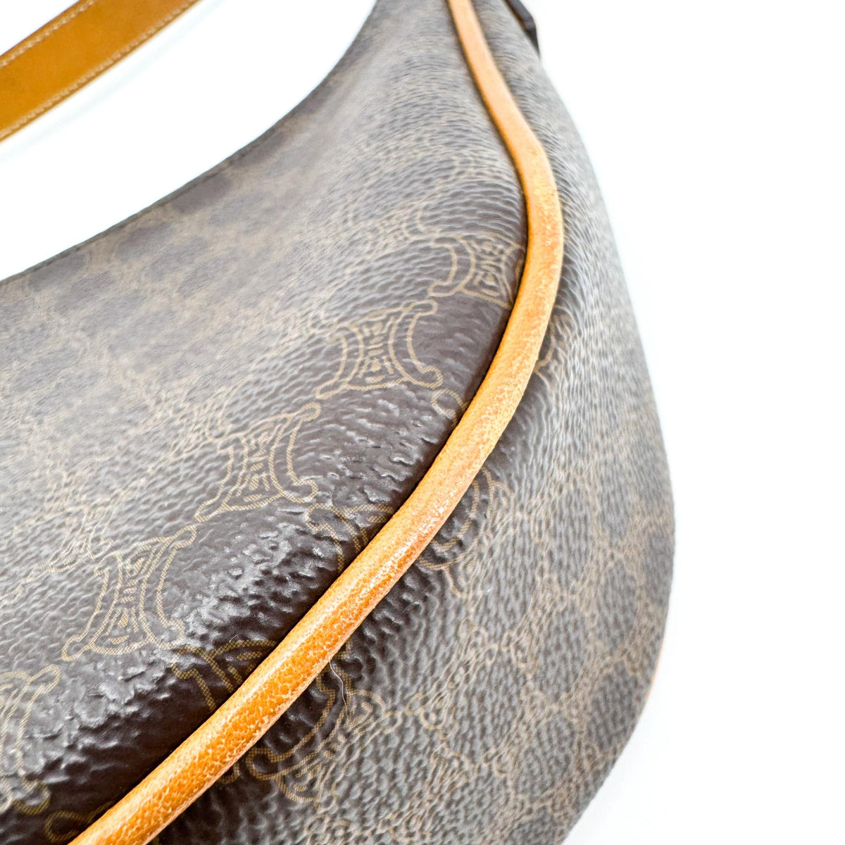 Celine Ava Triomphe Coated Canvas, Black, Canvas, Handbag