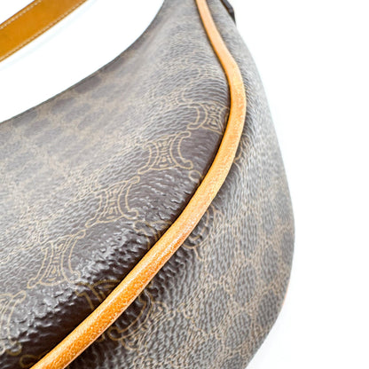 Celine Ava Triomphe Coated Canvas, Black, Canvas, Handbag