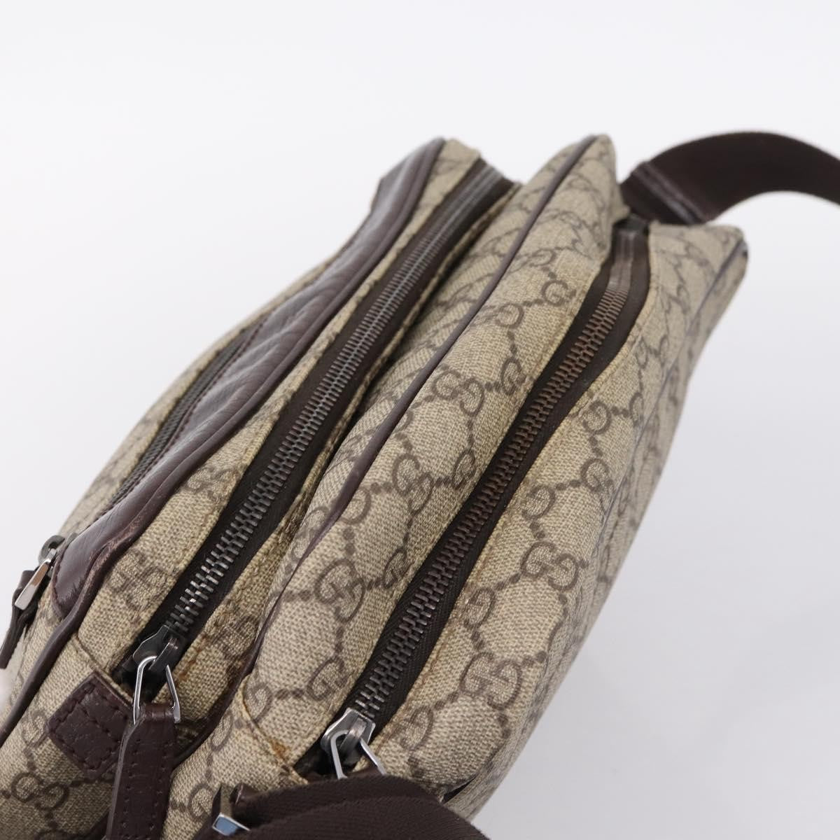 Gucci Front Zip Pocket Messenger GG Coated Canvas, Beige, Canvas, Shoulder Bag