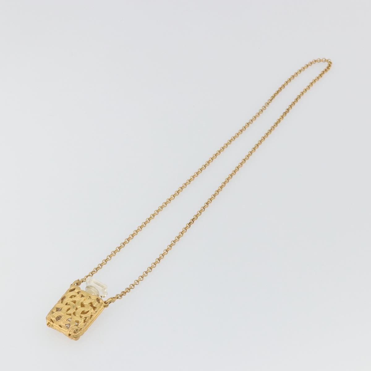 Chanel CC No.5 Perfume Bottle Pendant Metal with Crystals, Gold, Metal, Necklace