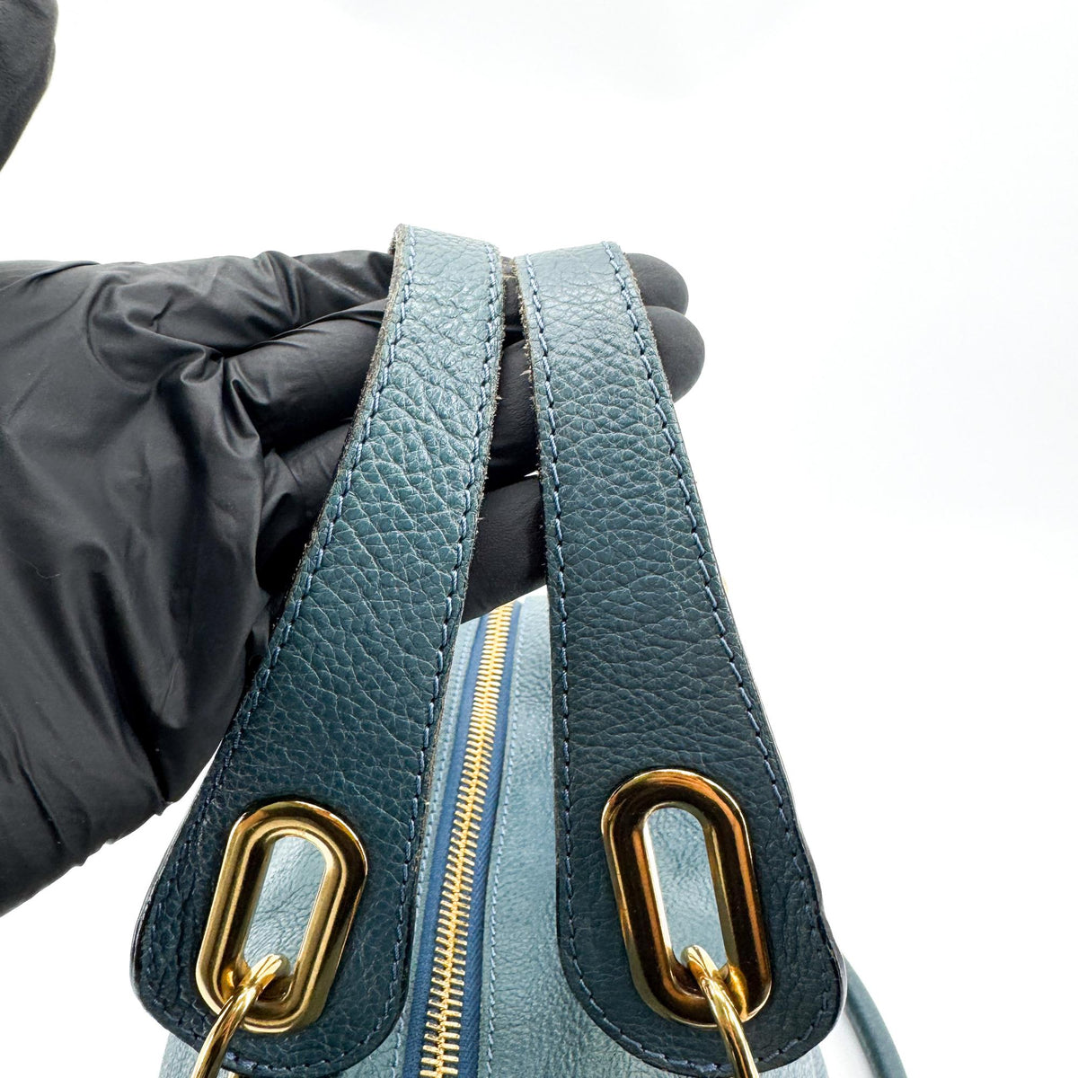 Chloe Paraty Quilted Leather, Blue, Leather, Handbag