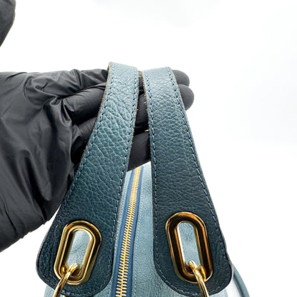 Chloe Paraty Quilted Leather, Blue, Leather, Handbag