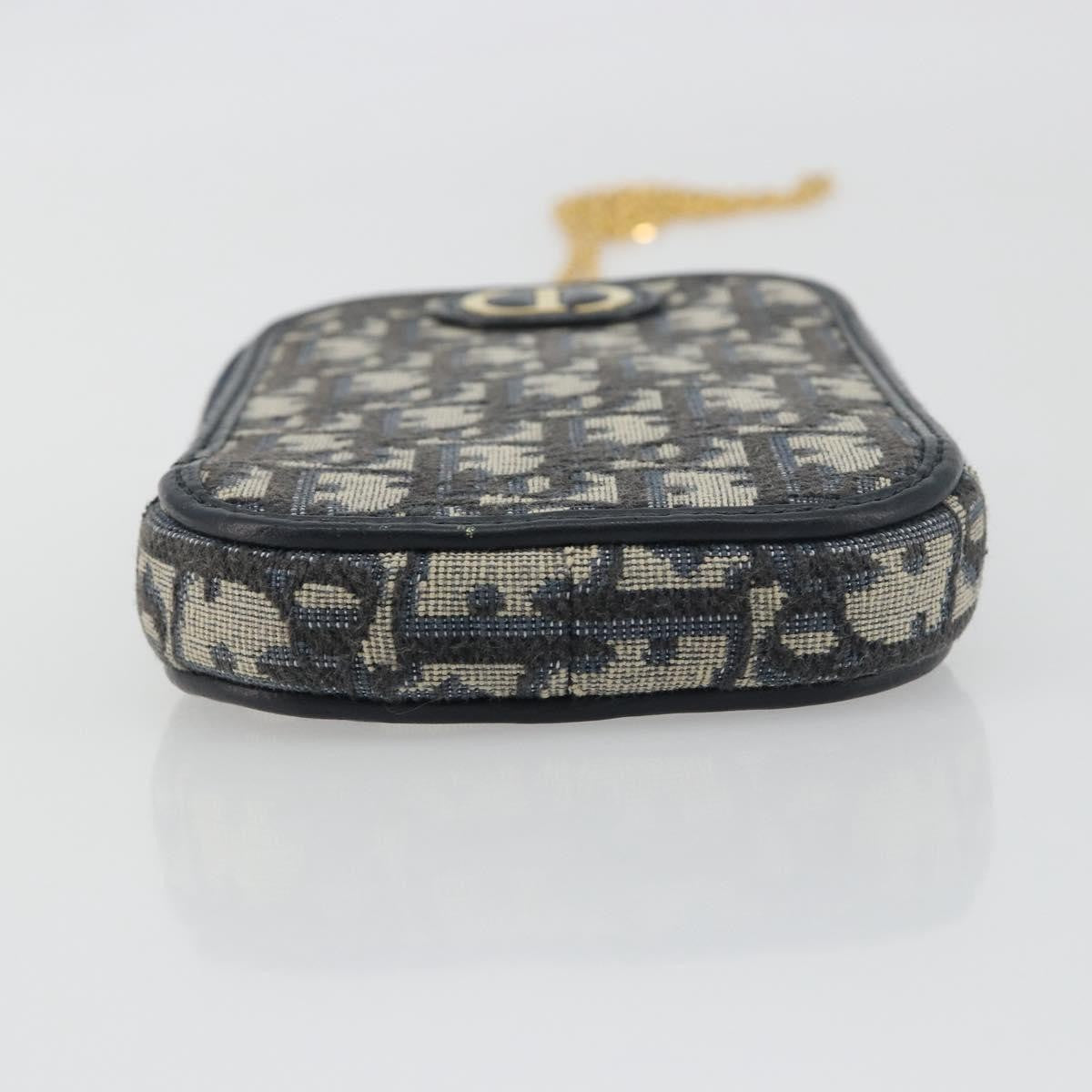 Christian Dior 30 Montaigne Phone Holder on Chain Oblique Canvas, Navy, Canvas, Clutch