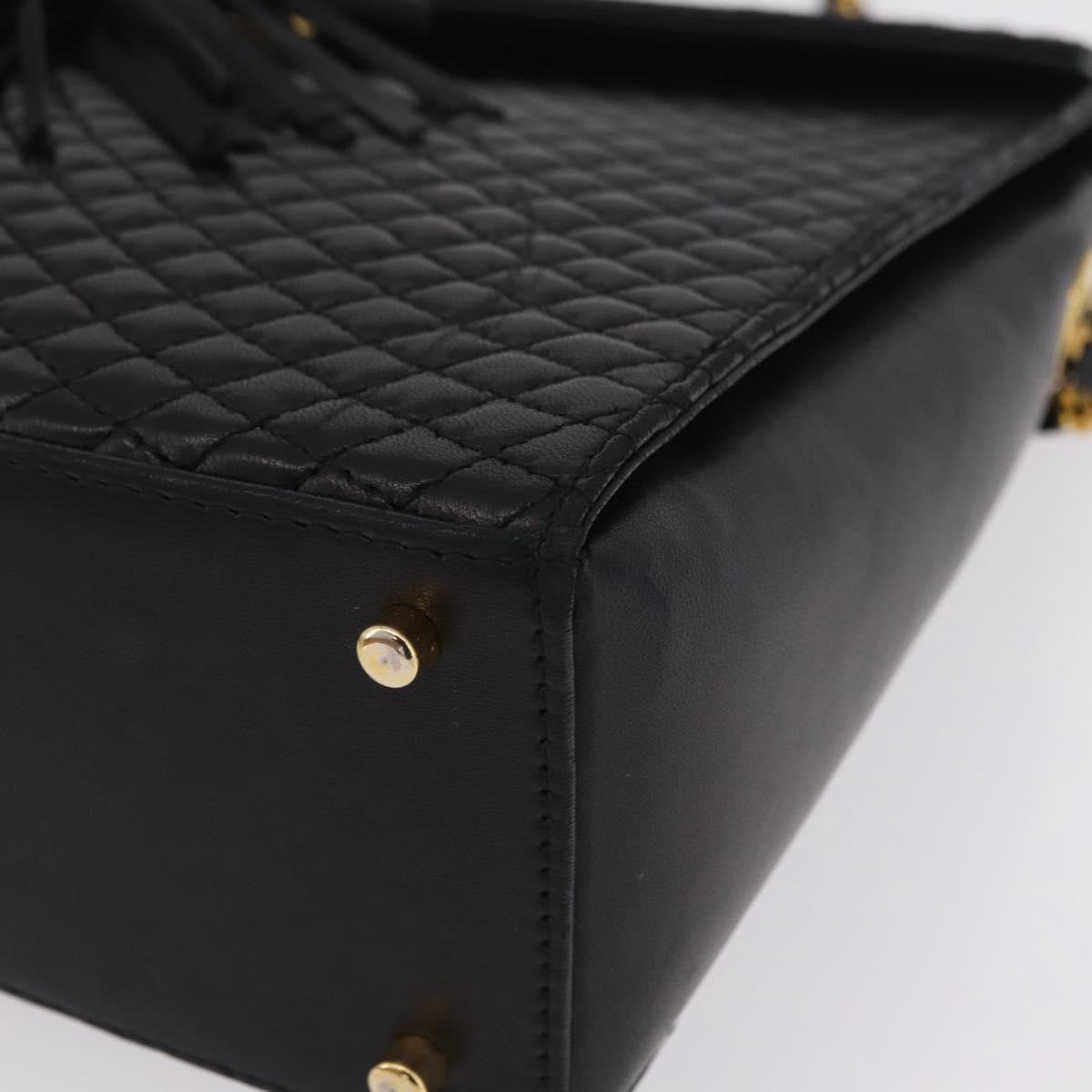 Bally Vintage Chain Quilted Leather, Black, Leather, Shoulder Bag