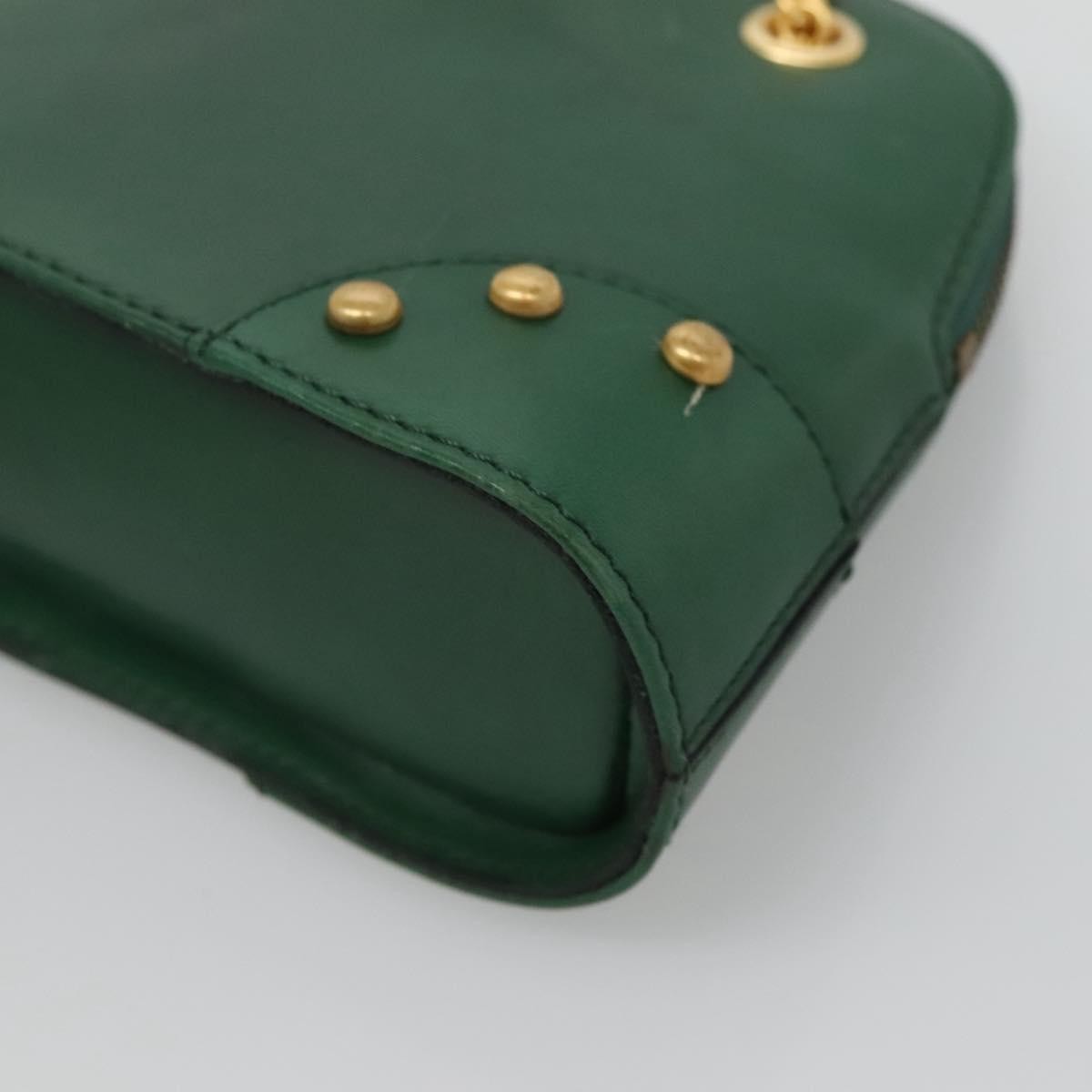 Celine Chain Vertical Quilted Lambskin, Green, Leather, Shoulder Bag