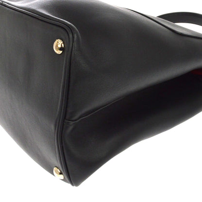 Prada Dual Flap Double Turn Lock Satchel City Calfskin, Black, Leather, Handbag