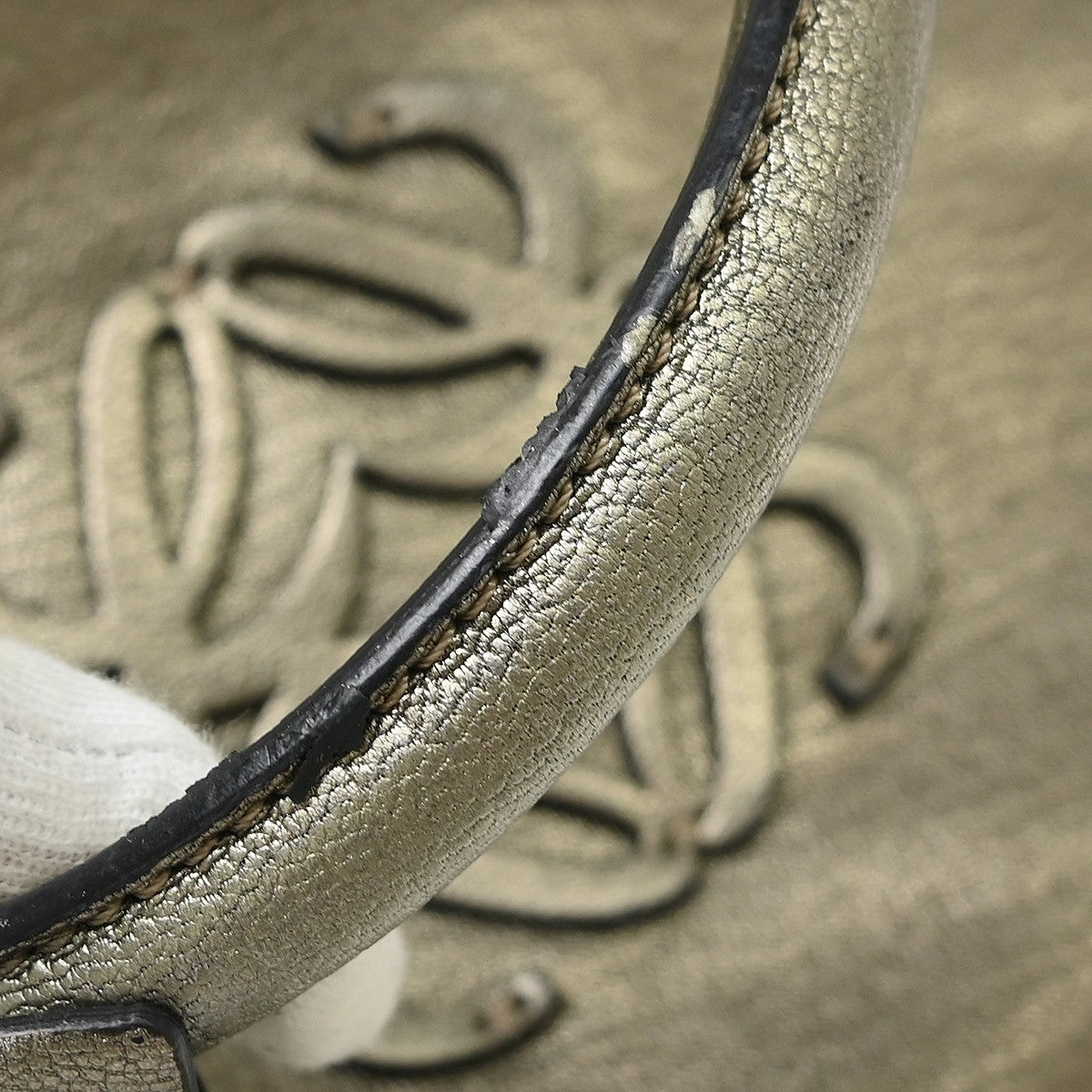 Loewe Amazona Embossed Leather, Gold, Leather, Handbag