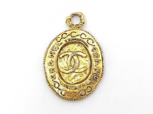 Chanel CC Coco Letter Pendant Necklace Metal with Faux Pearls, Gold, Gold, Pendant