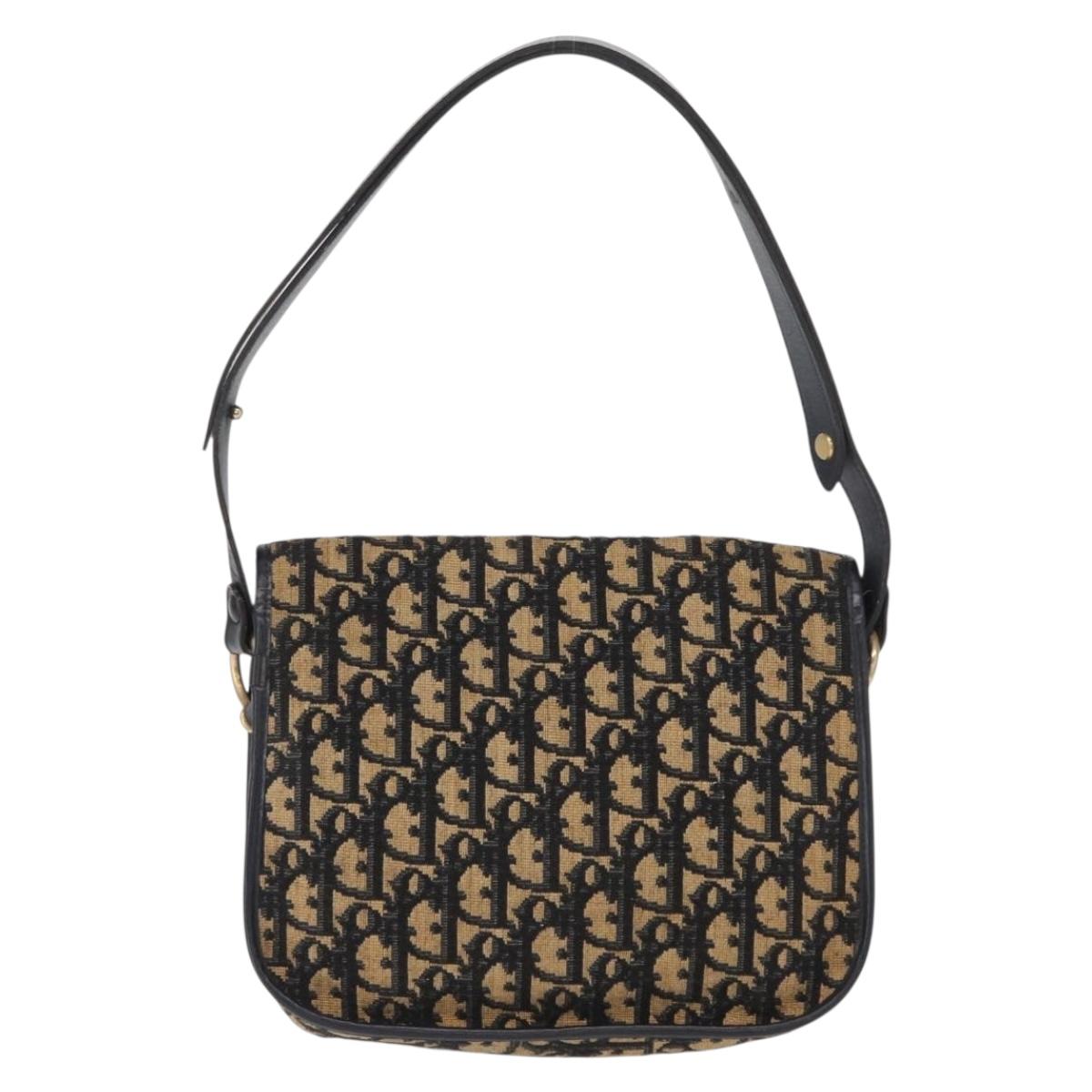 Christian Dior Vintage Trotter Shoulder Bag Canvas, NAVY, CANVAS, Shoulder bag