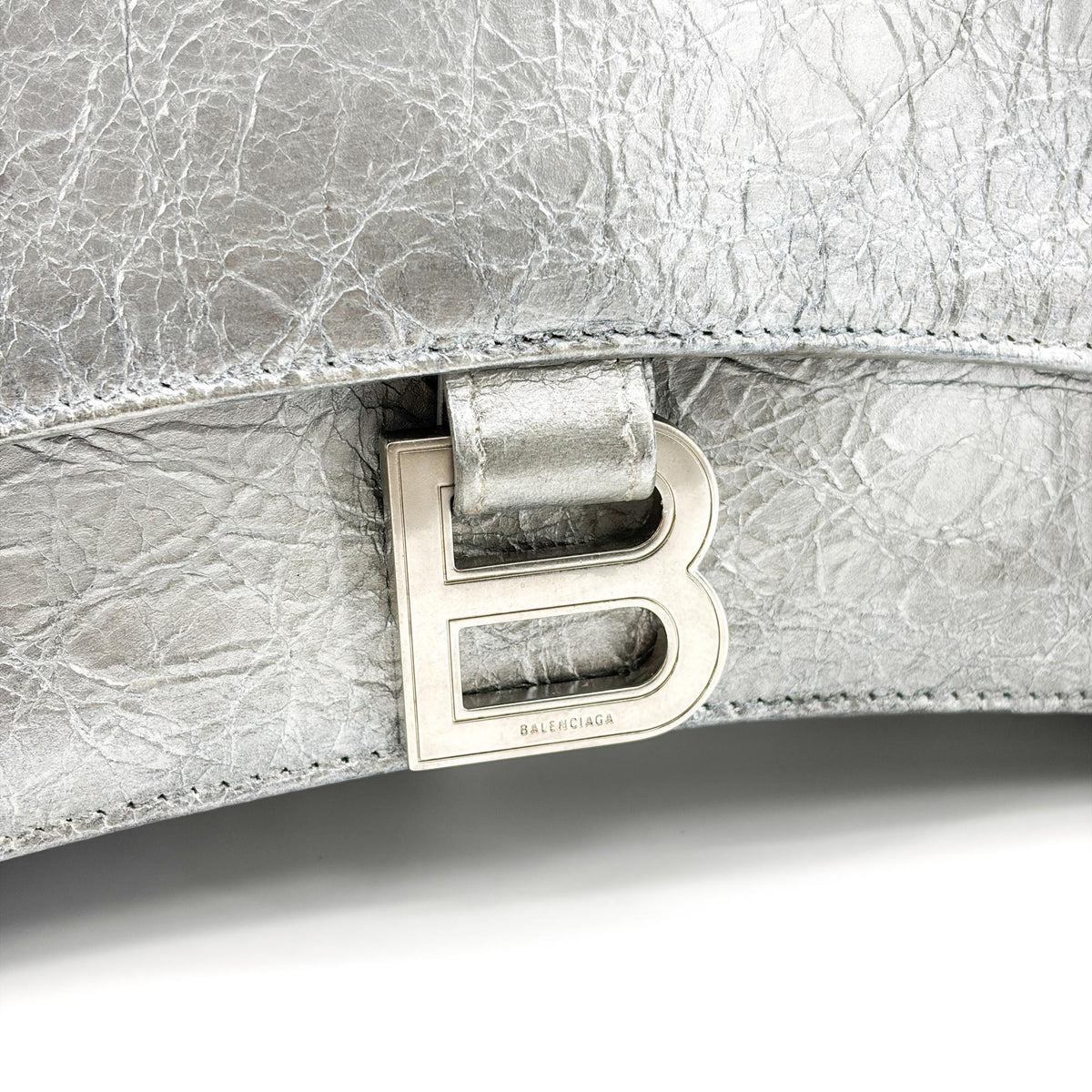 Balenciaga Crush Charm Chain Flap Leather, Silver, Leather, Shoulder Bag