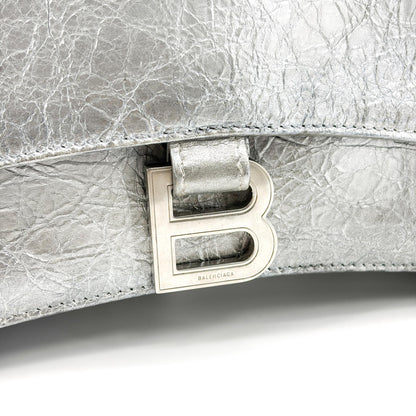 Balenciaga Crush Charm Chain Flap Leather, Silver, Leather, Shoulder Bag