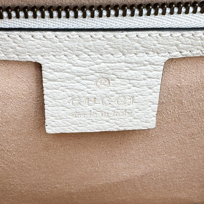 Gucci Ophidia Flap Top Handle Leather, White, Leather, Handbag