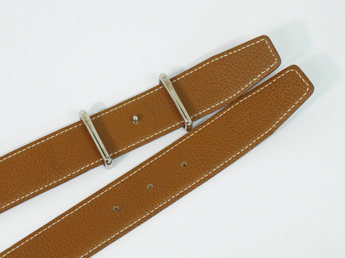 Hermes H D'Ancre Reversible Belt Leather, Black, Leather, Belt