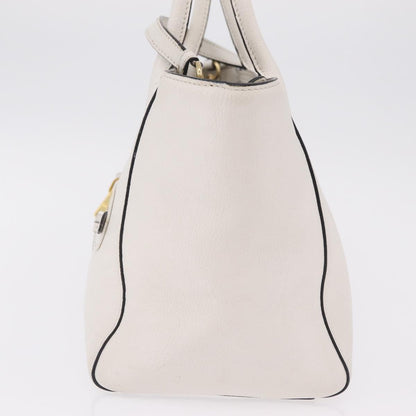 Miu Miu Madras Front Zip Leather, White, Leather, Tote Bag