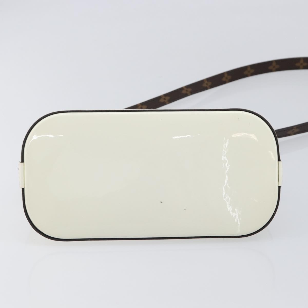 Louis Vuitton Alma Chain Vernis with Monogram Canvas, White, Patent Leather, Handbag