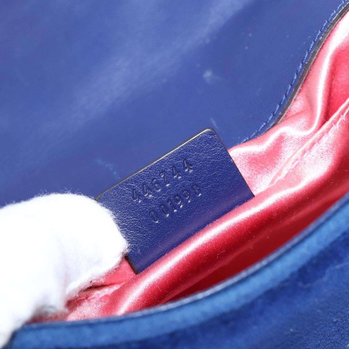 Gucci GG Marmont Matelassé Velvet, Blue, Velvet, Shoulder Bag