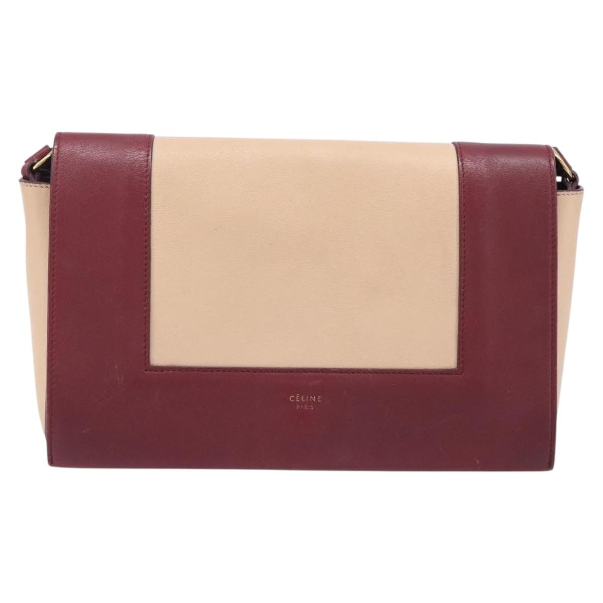 Celine Frame Leather, Beige, Leather, Shoulder Bag