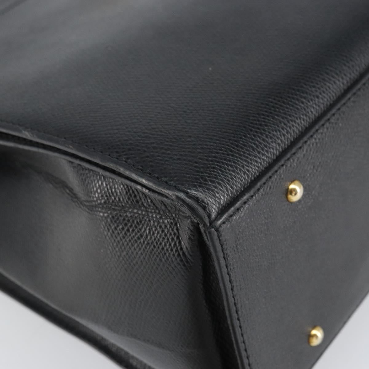 Celine Vintage turn lock shoulder Leather, Black, Leather, Handbag