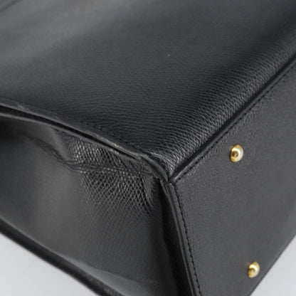 Celine Vintage turn lock shoulder Leather, Black, Leather, Handbag