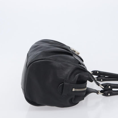 Salvatore Ferragamo Gancini Leather, Black, Leather, Handbag