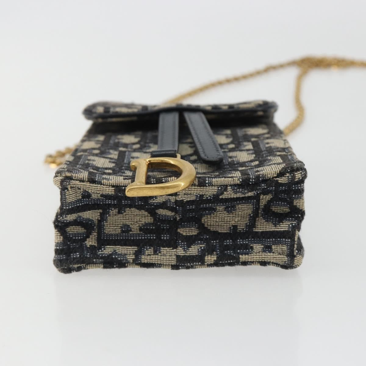 Christian Dior Phone Case Oblique Canvas, Navy, Canvas, Clutch