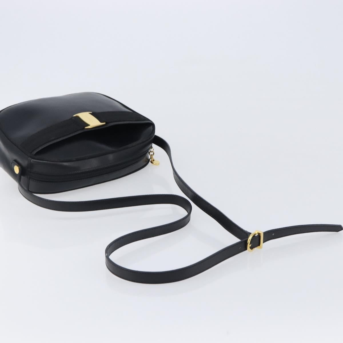 Salvatore Ferragamo Vara Bow Camera Leather, Black, Leather, Shoulder Bag