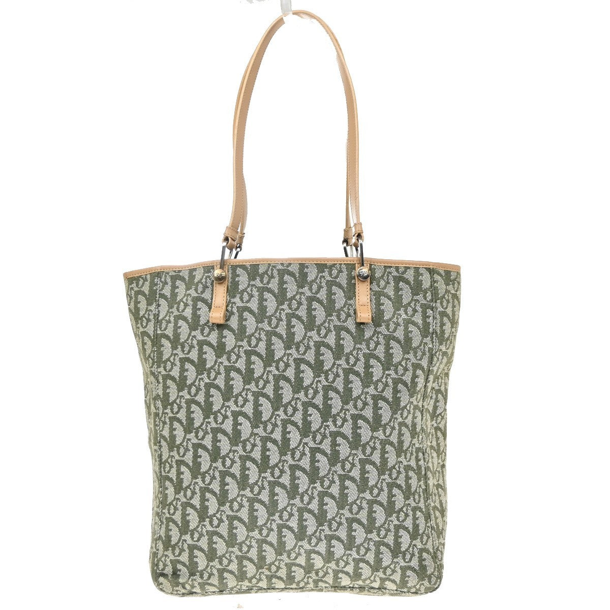 Christian Dior Vintage Open Pocket Diorissimo Canvas, Green, Canvas, Tote Bag