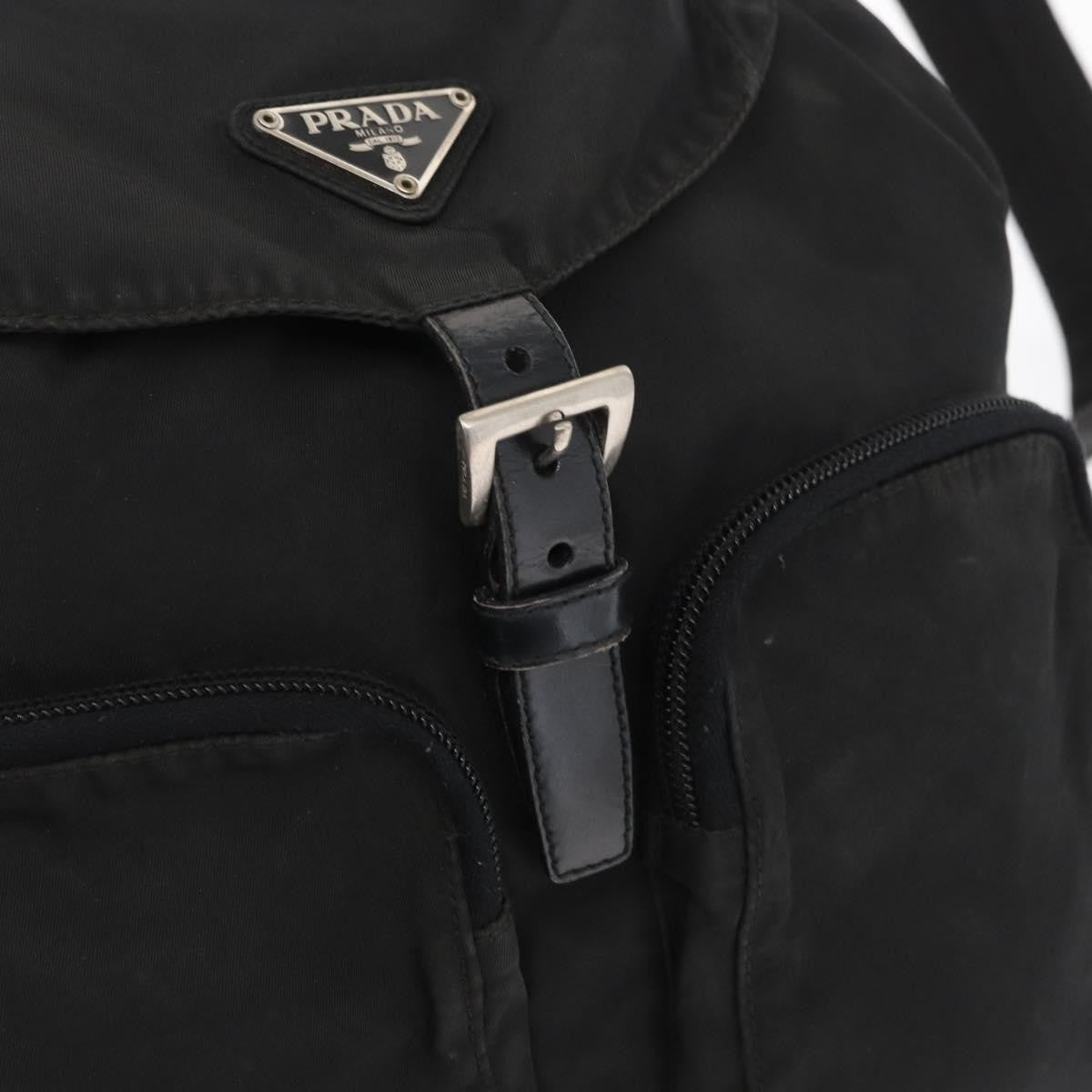 Prada Double Front Pocket Tessuto, Black, Nylon, Backpack