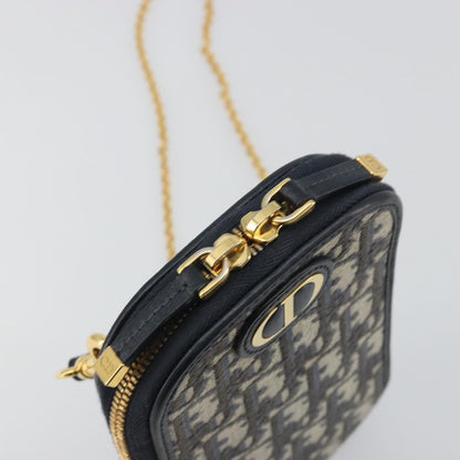Christian Dior 30 Montaigne Phone Holder on Chain Oblique Canvas, Navy, Canvas, Clutch
