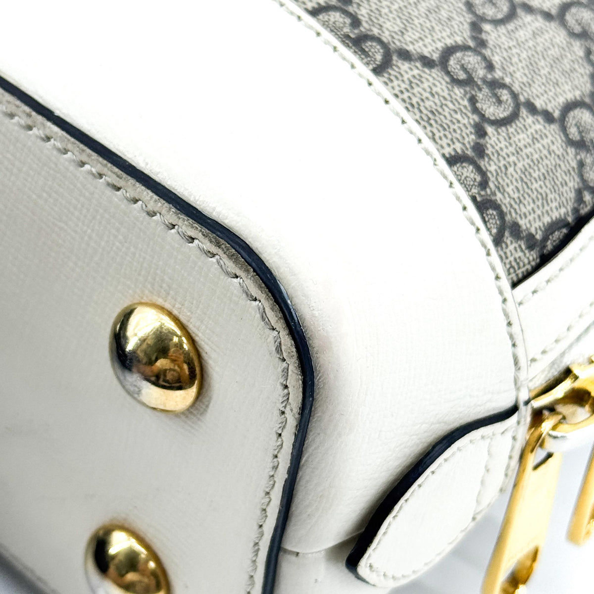 Gucci Horsebit 1955 Top Handle GG Coated Canvas with Leather, Beige, Canvas, Handbag