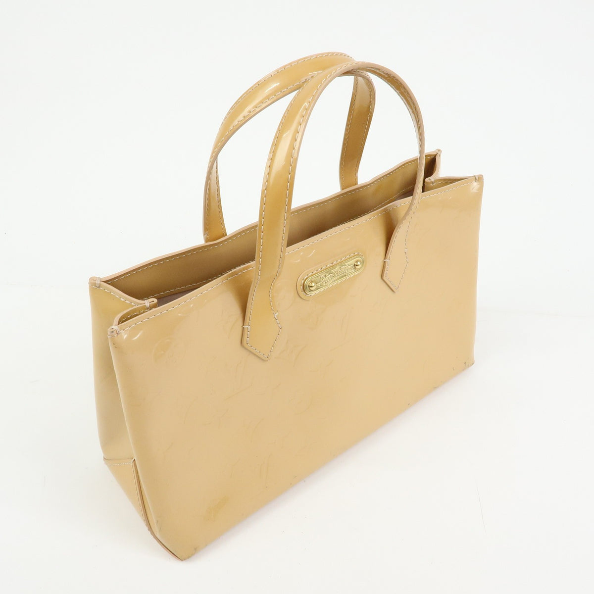 Louis Vuitton Wilshire Monogram Vernis, Beige, Patent Leather, Handbag