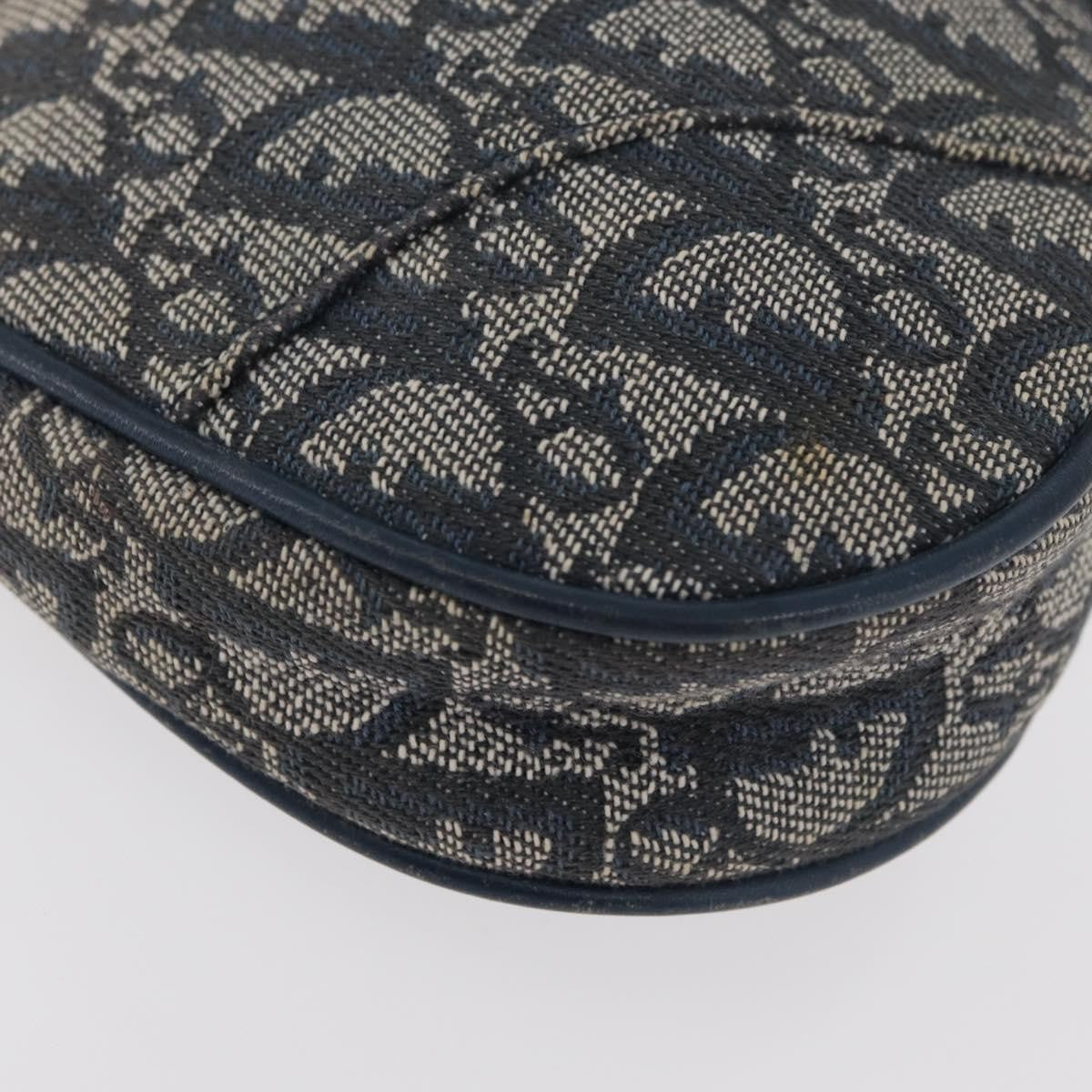 Christian Dior Vintage Saddle Bag Canvas, Navy, Canvas, Clutch