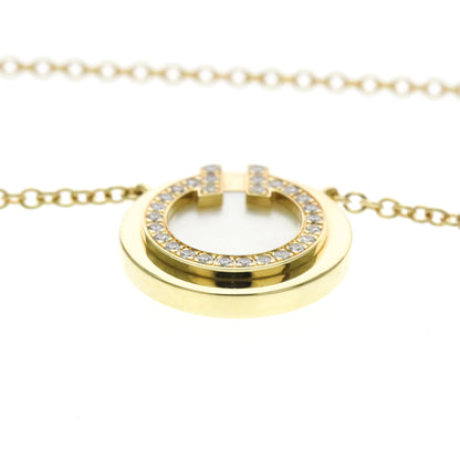 Tiffany & Co. T Circle Pendant 18K Yellow Gold with Diamonds and Mother of Pearl, Gold, Yellow Gold, Necklace