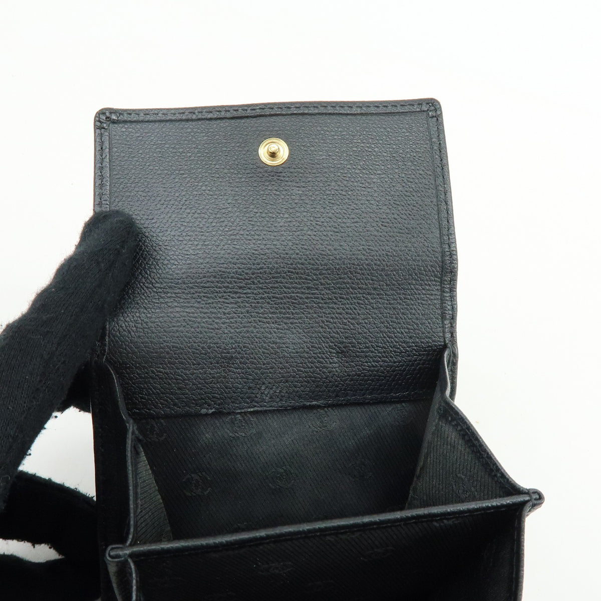 Chanel CC Button Coin Purse Leather, Black, Calfskin, Card Holder