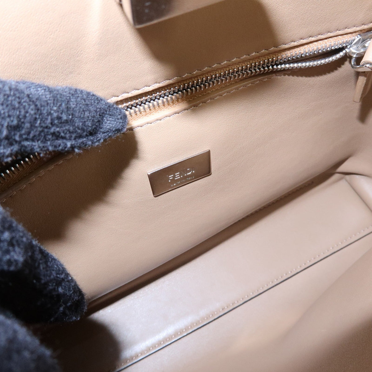 Fendi Peekaboo Essentially Leather, Blue, Leather, Handbag