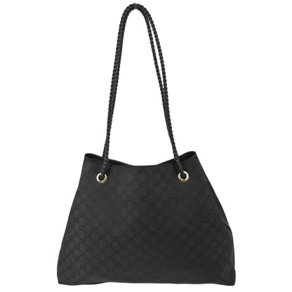 Gucci Vintage Open Shoulder Bag (Outlet) GG Canvas with Leather, Black, Canvas, Shoulder Bag