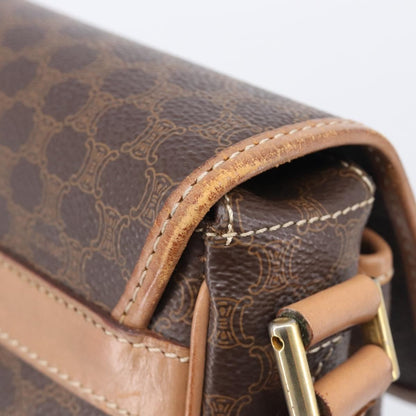 Celine Macadam Shoulder Canvas, Brown, Canvas, Crossbody Bag