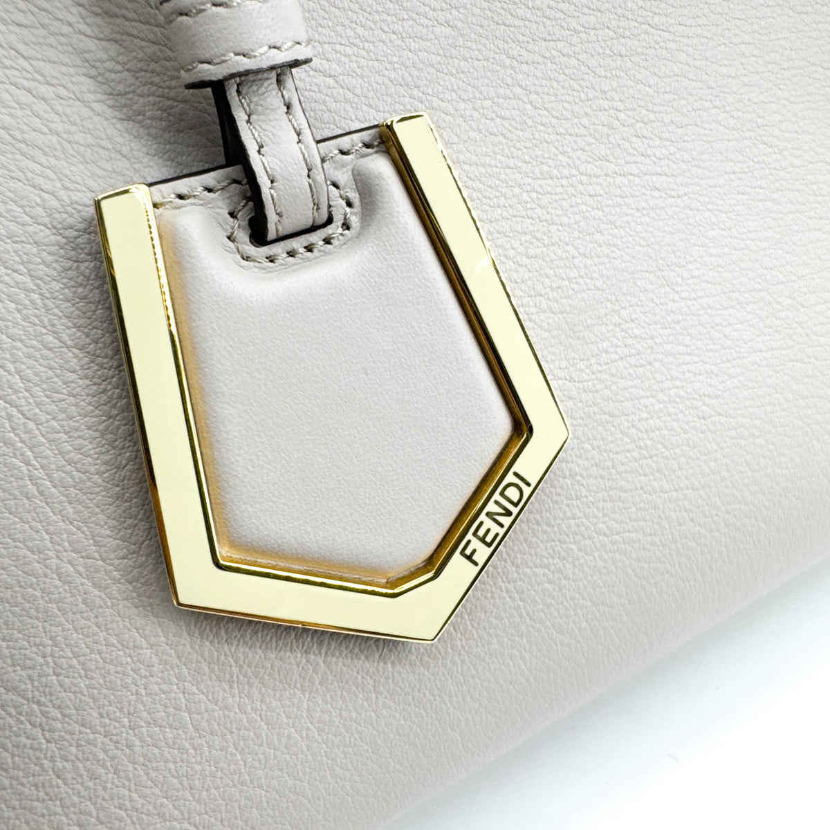 Fendi 2Jours Leather, Gray, Leather, Handbag