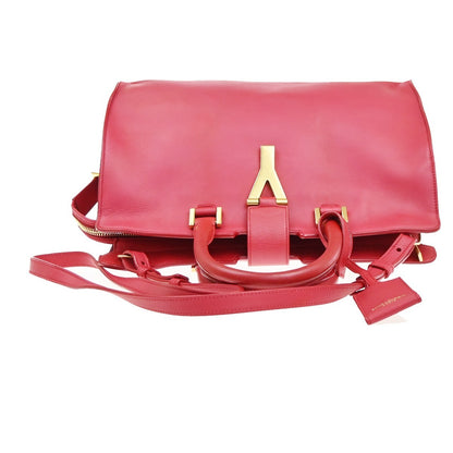 Saint Laurent Classic Y Cabas Leather, Red, Leather, Tote Bag