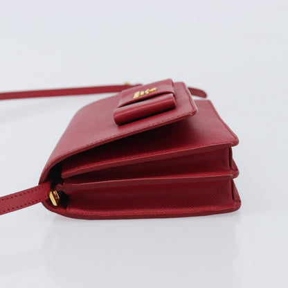 Prada Bow Wallet on Strap Saffiano Leather, Red, Leather, Crossbody Bag