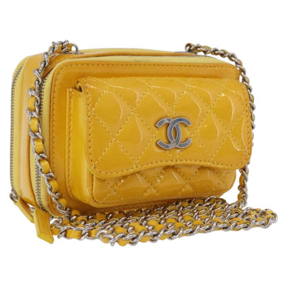 Chanel Pocket Box Camera Case Quilted Patent, Yellow, Patent Leather, Crossbody Bag