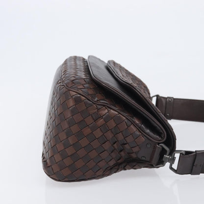 Bottega Veneta Intrecciato Shoulder Leather, Brown, Leather, Shoulder Bag