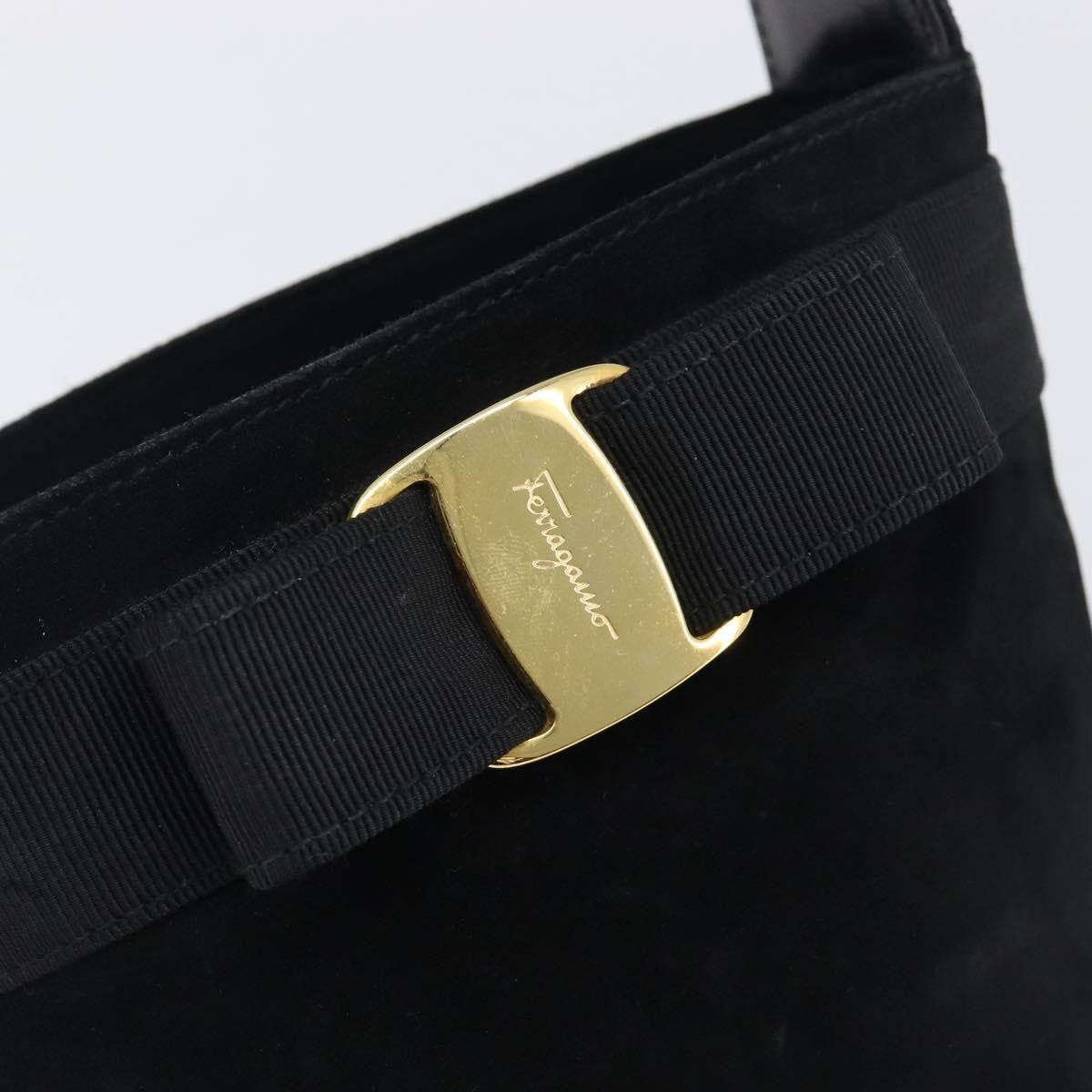 Salvatore Ferragamo Vala Suede, Black, Suede, Shoulder Bag