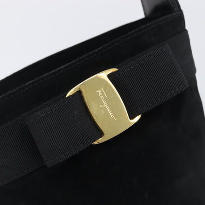 Salvatore Ferragamo Vala Suede, Black, Suede, Shoulder Bag