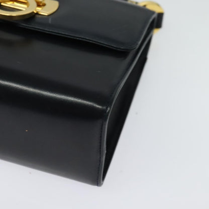 Salvatore Ferragamo Gancini Leather, Black, Leather, Shoulder Bag