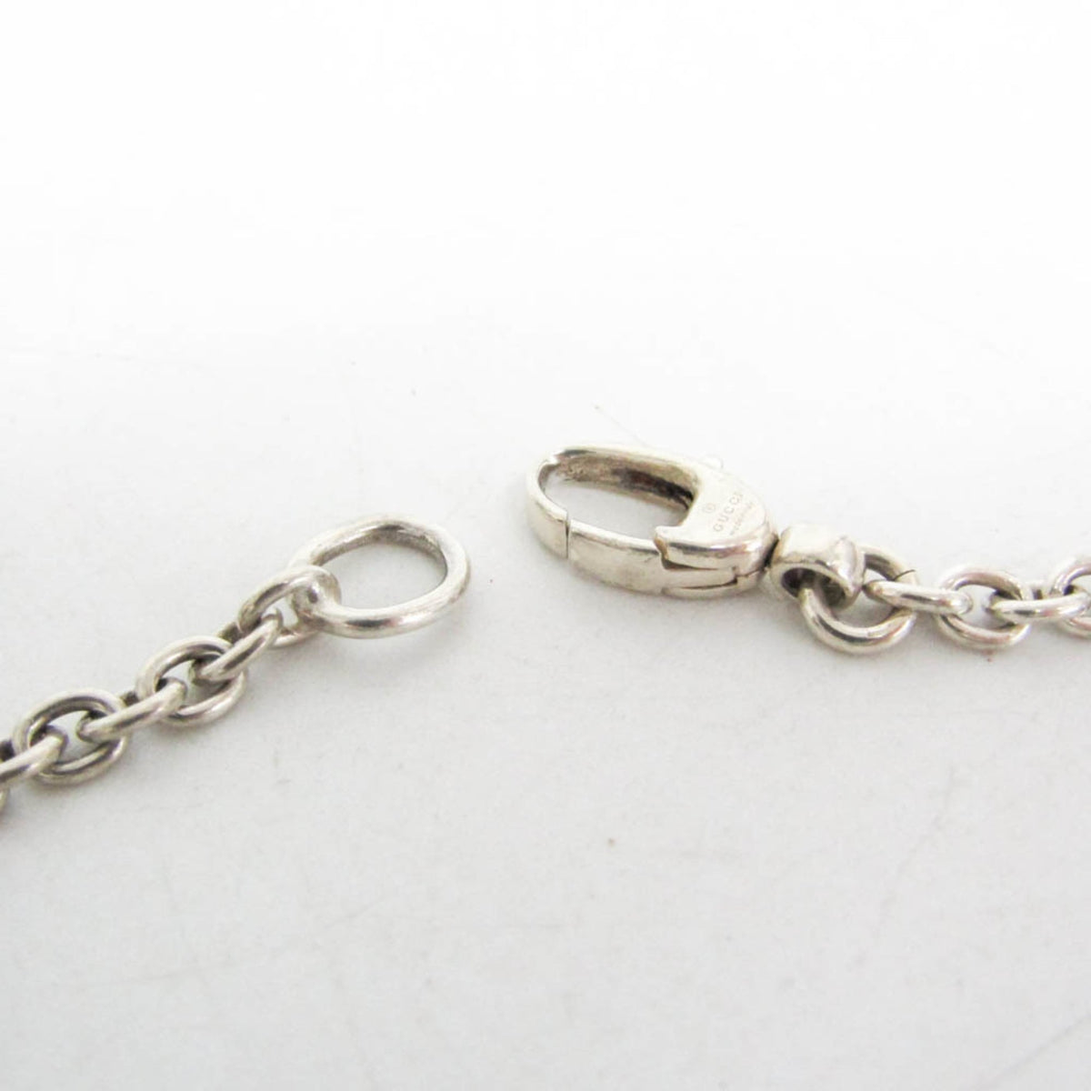 Gucci Engraved Interlocking G Chain Link Pendant Sterling Silver, Silver, Silver, Necklace