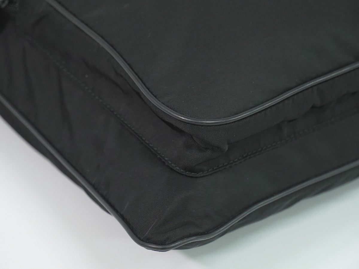 Prada Front Pocket Messenger Quilted Tessuto, Black, Nylon, Shoulder Bag